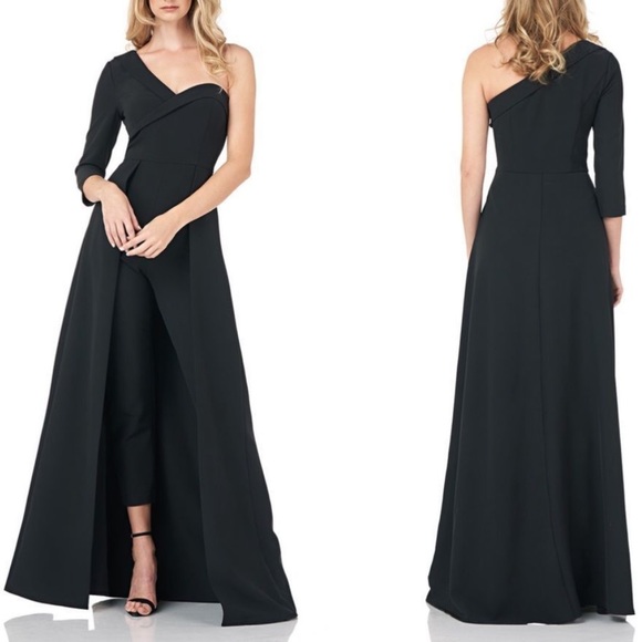 NEW Kay Unger CREPE WALK THRU JUMPSUIT black size 6 - Picture 10 of 10